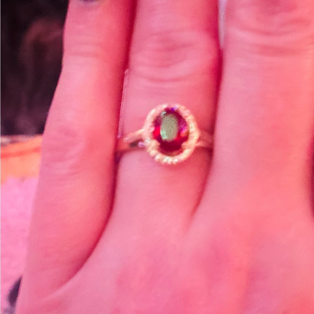 Beautiful Classic Round Ruby Cocktail Ring Size 9 - image 3